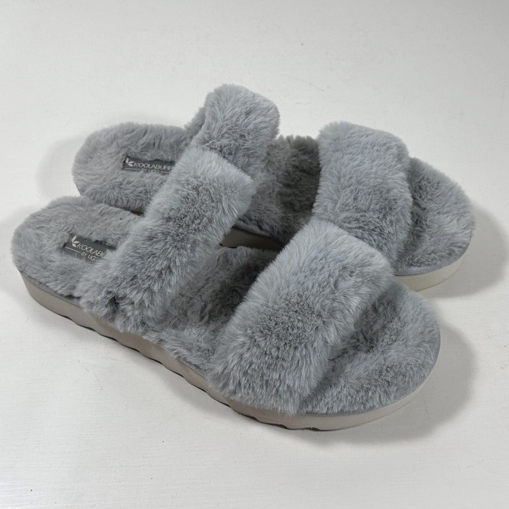 Koolaburra By Ugg Fuzz On Gray Slipper Sandals Wo… - image 1